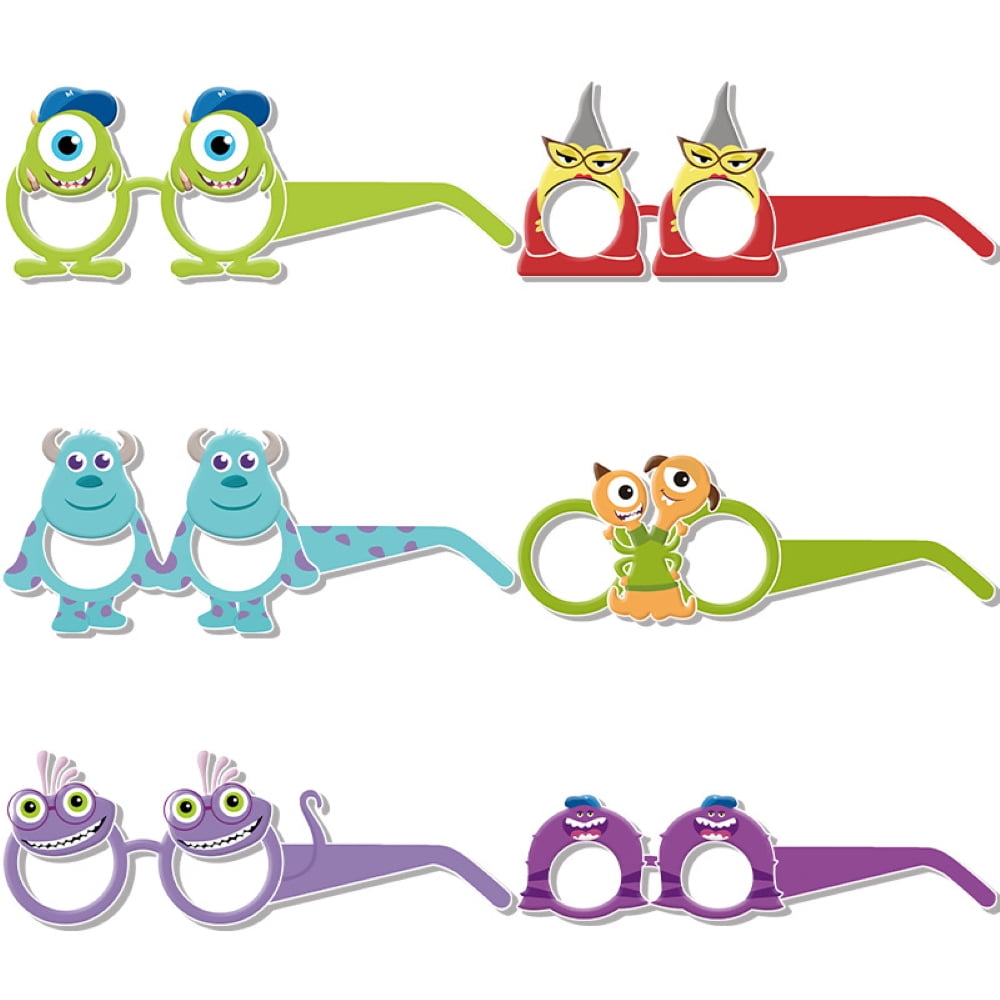 12PCS Monster University Themed Party Glasses Supplies Decoration, Fun Kids Party Favors，Dress Up Masks Photo Booth Prop，Cartoon Character Cosplay Decor
