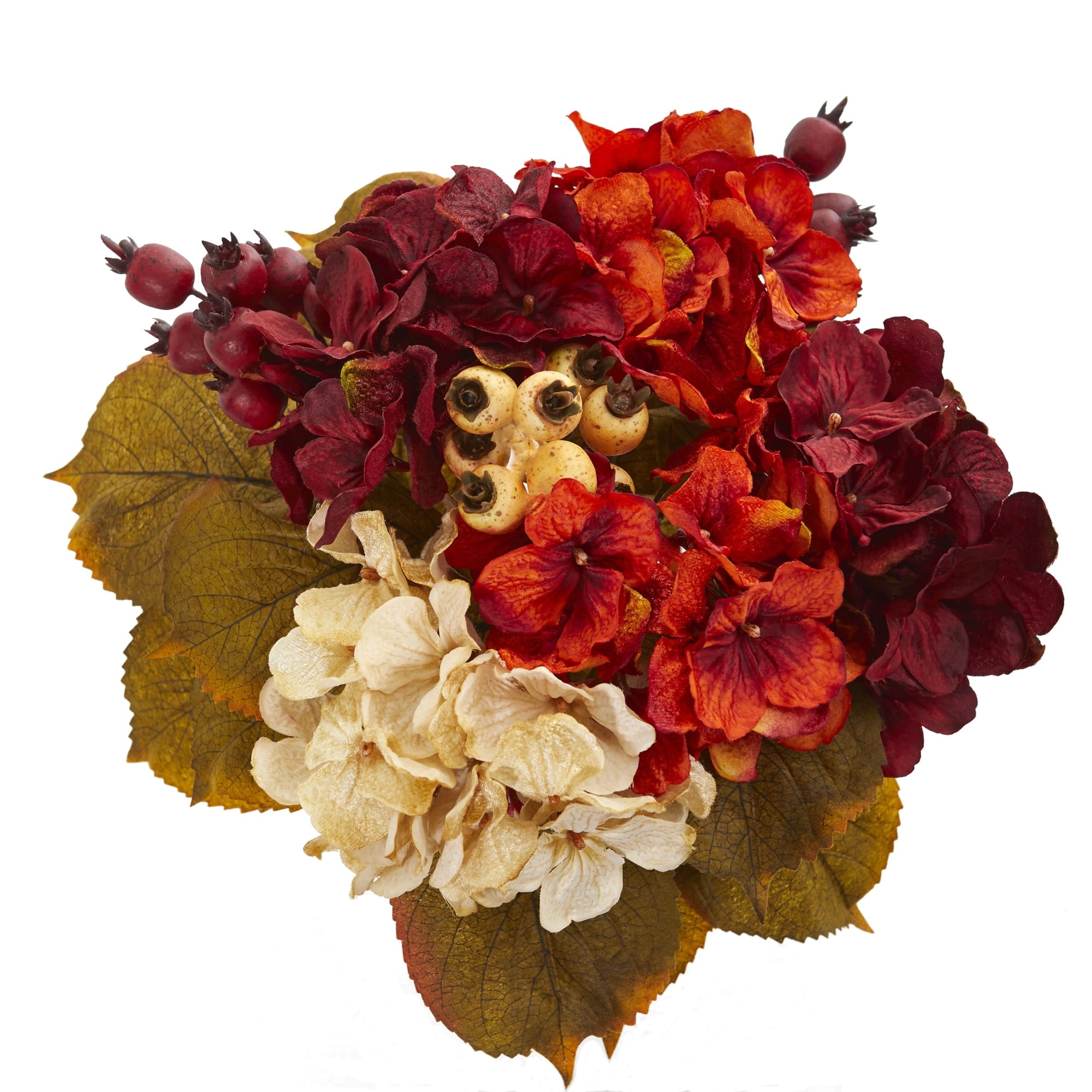 Nearly Natural 16 In. Autumn Hydrangea Berry Bouquet Artificial Flower (Set of 2), Assorted