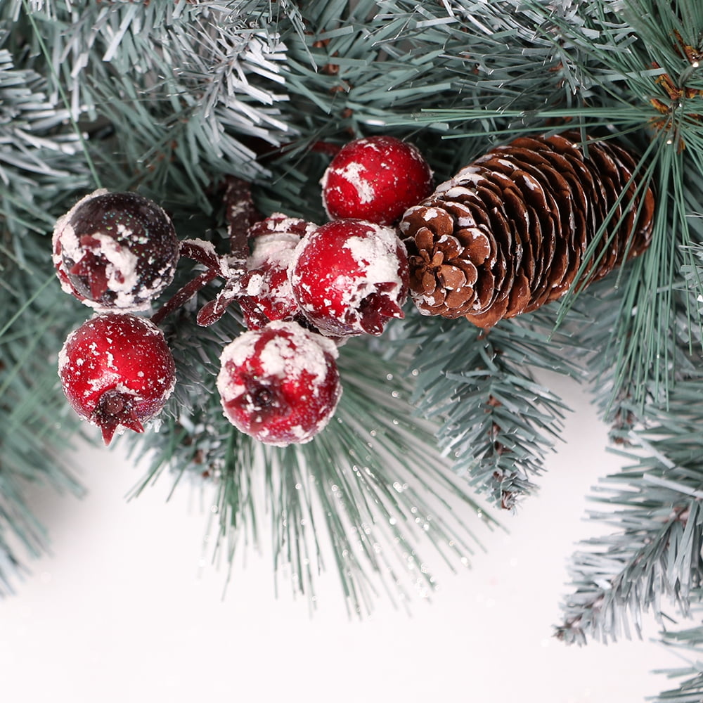 Puleo International Sterling Pine 9 ft. Artificial Garland with Pine Cones Red Berries and Silver Glitter Accents