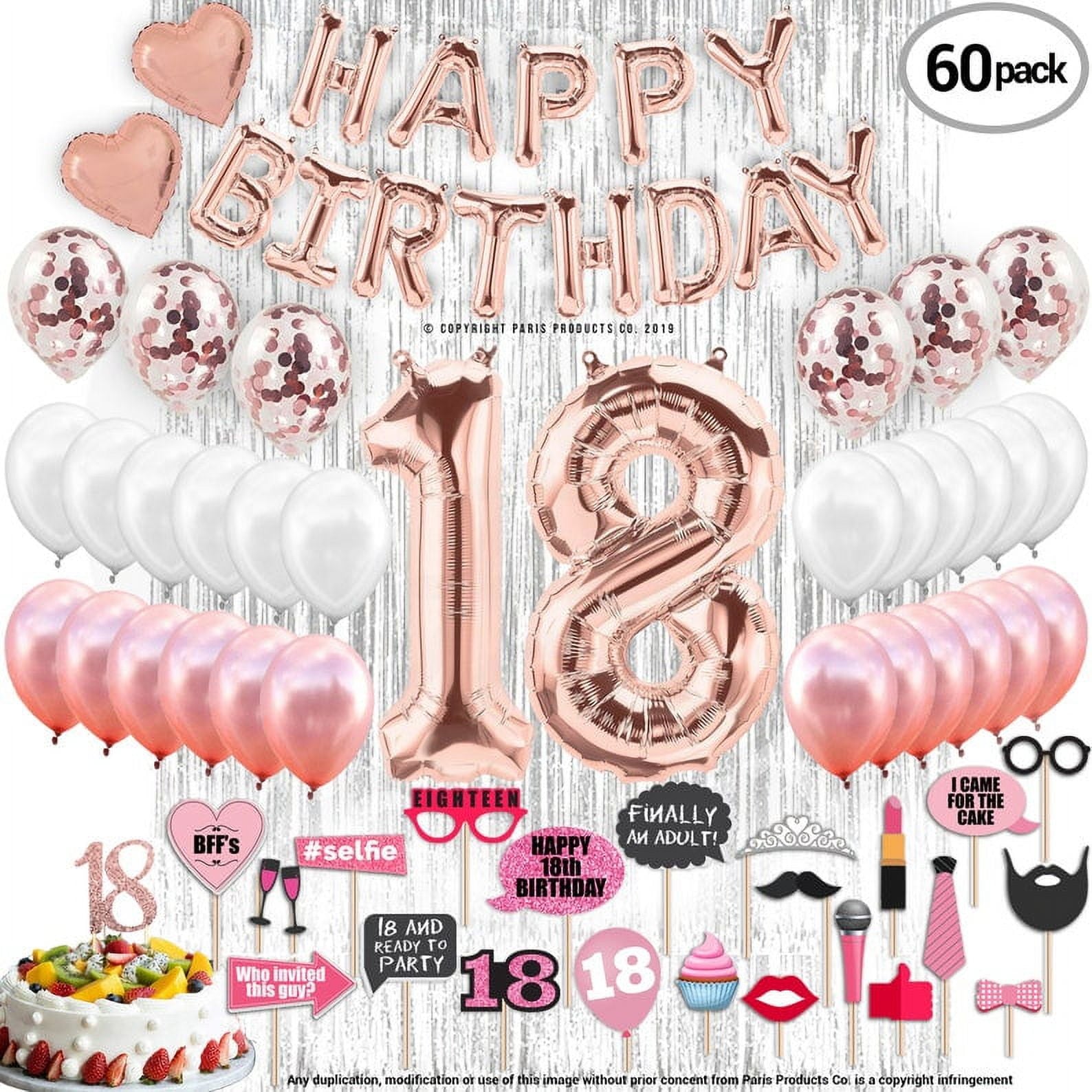 4th Birthday Decorations Party Supplies, Rose Gold 4Number Balloons 4th Foil Mylar Balloons Latex Balloon Decoration 4th Birthday Gifts