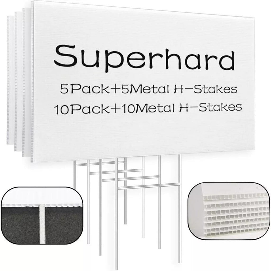 18x24" Yard Signs 5PACK Personalized Blank Corrugated Lawn Sign Large With Stakes