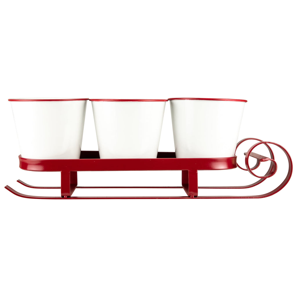 Northlight Sleigh with "Noel", "Joy" and "Merry" Buckets Christmas Centerpiece - 18.75" - Red