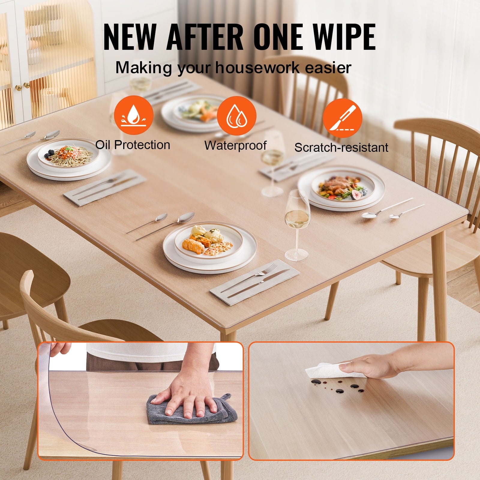 KFFKFF Frosted Desk Protector, 36x60 in, 1.5mm Thick, Rectangle, PVC, Water-Resistant & Simple to Clean, Ideal for Office, Dining, or Nightstand