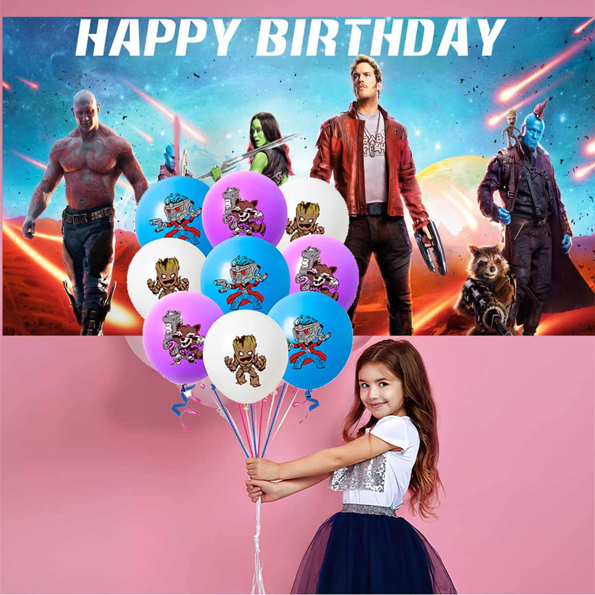 Guardians of the Galaxy Party Decorations Paper Plates Tableware Banner Backdrop Balloons Birthday Decor Cake Topper Fans