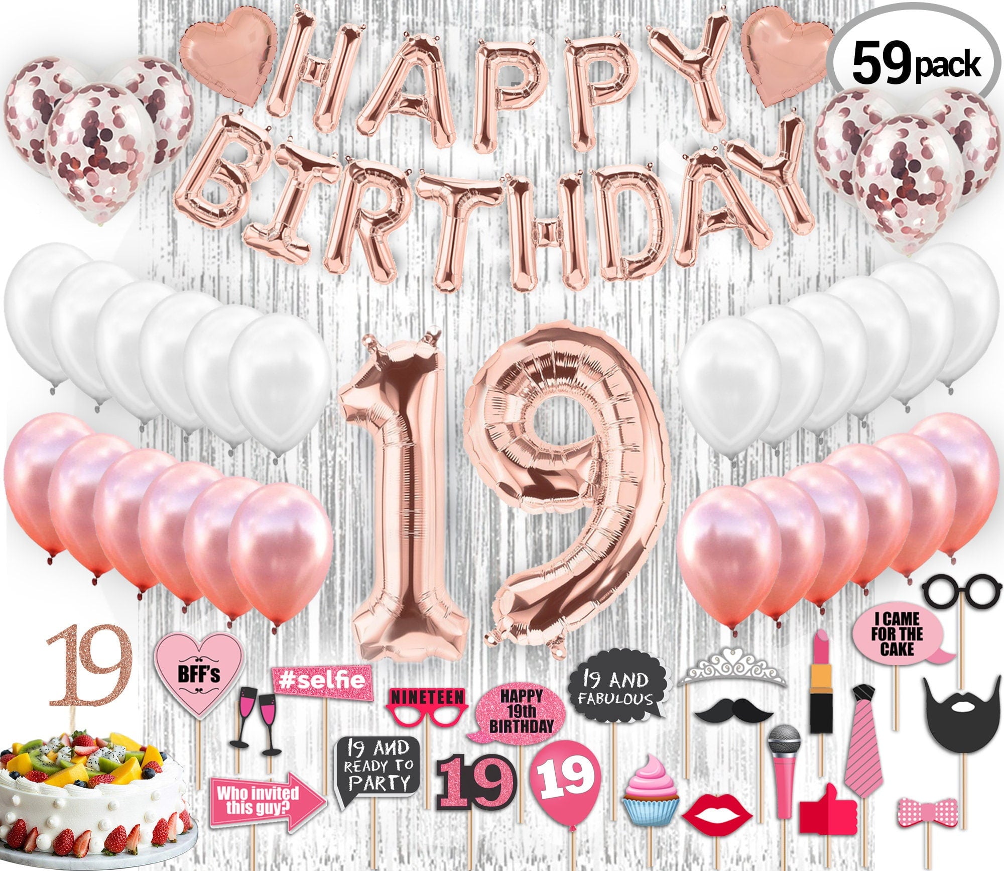 4th Birthday Decorations Party Supplies, Rose Gold 4Number Balloons 4th Foil Mylar Balloons Latex Balloon Decoration 4th Birthday Gifts