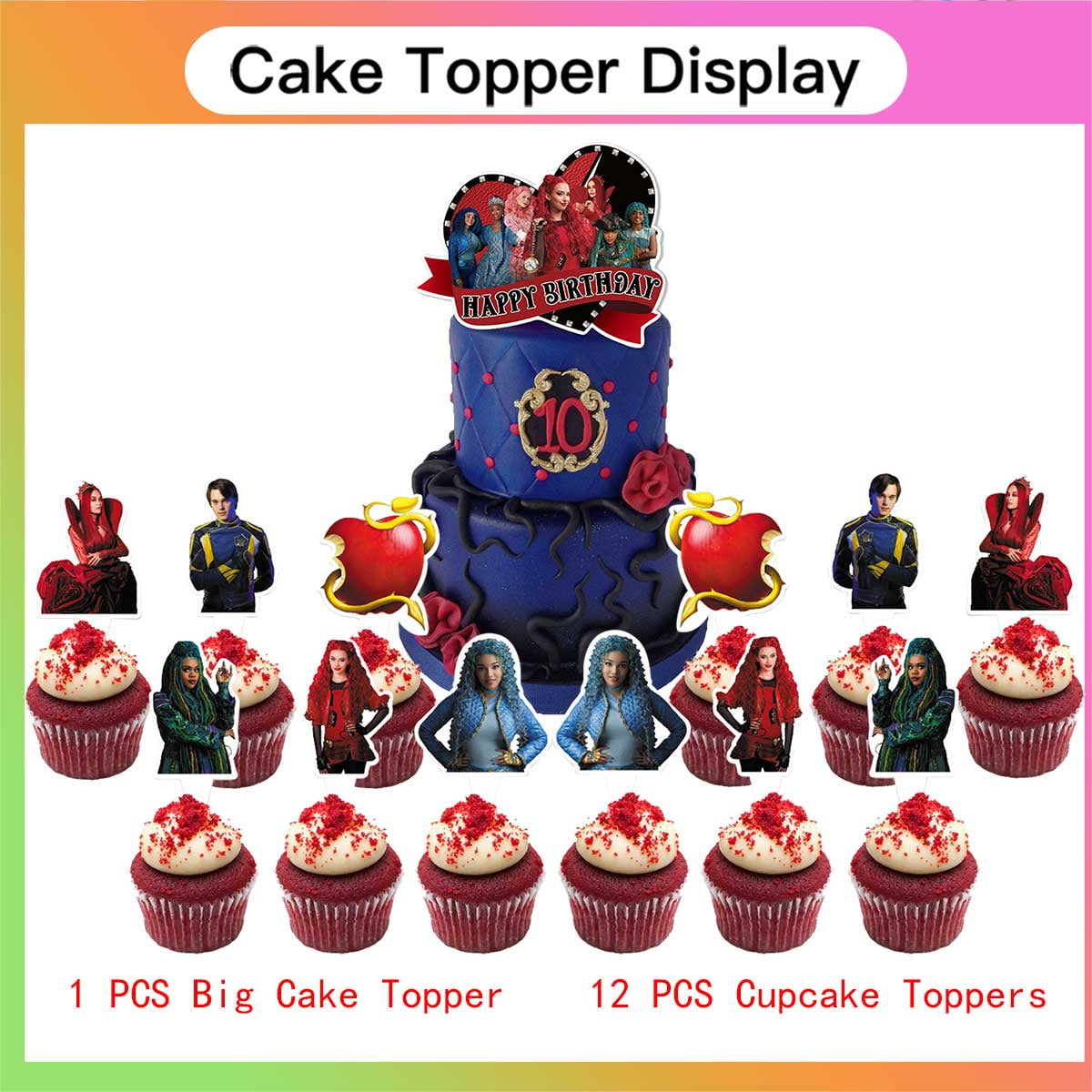 Descendants The Rise of Red Party Supplies Balloons Tableware Decorations Birthday Plates Cake Topper Decor Banner Backdrop