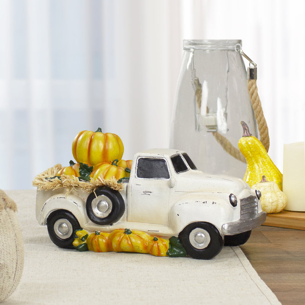Northlight Truck Full of Pumpkins and Hay Thanksgiving Decoration - 11.25"