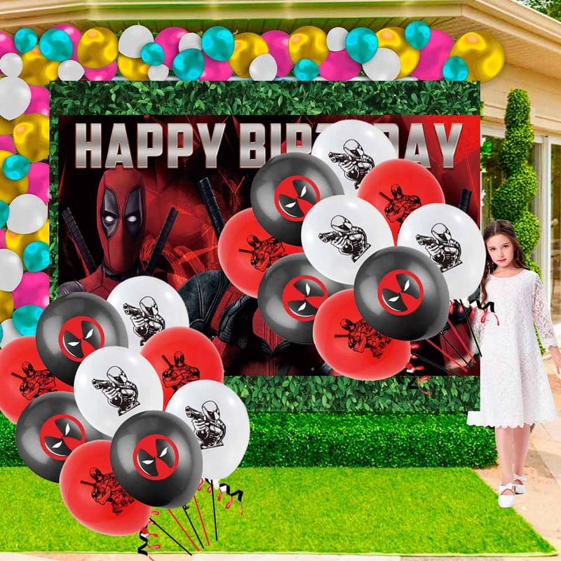 Dead Pool Party Supplies Plates Decorations Birthday Cake Topper Banner Decor Backdrop Balloons