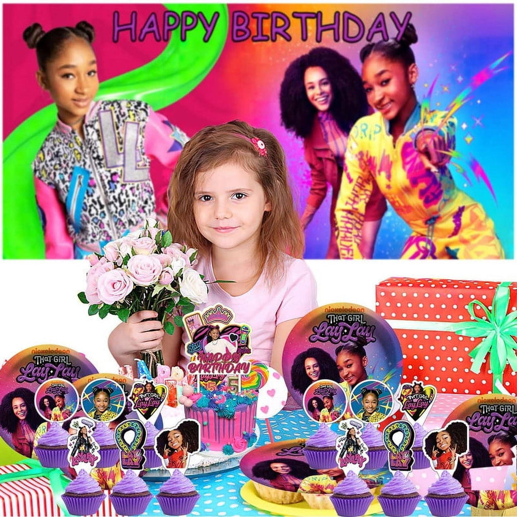 That Girl Lay Lay Plates Tableware Balloons Party Supplies Cake Topper Banner Decorations Birthday Decor Banner Backdrop