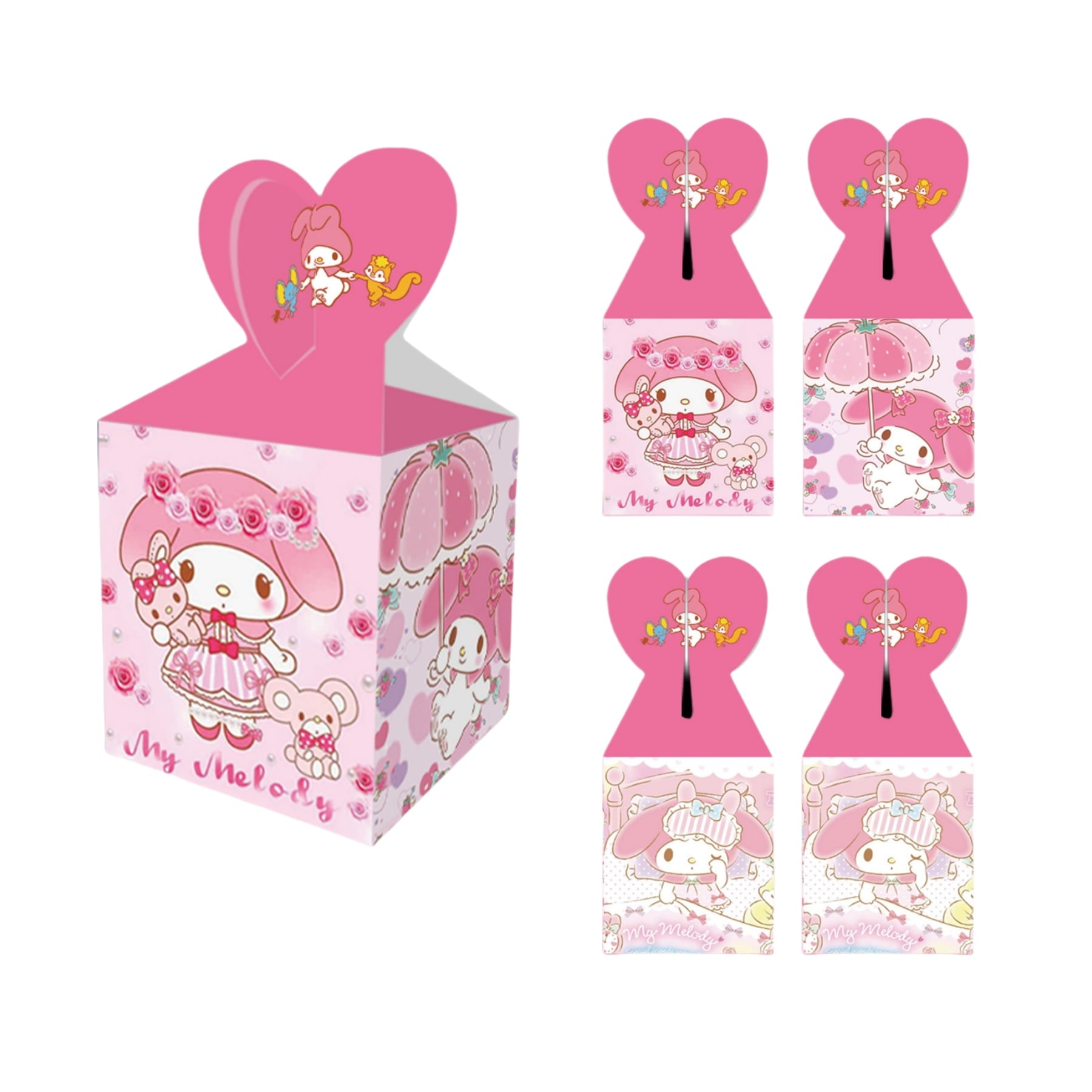 24PCS My Melody Party Candy Boxes for Anime Theme Birthday Party Supplies Decor,Kids Birthday Game Party Kraft Paper Gift Bag Decoration
