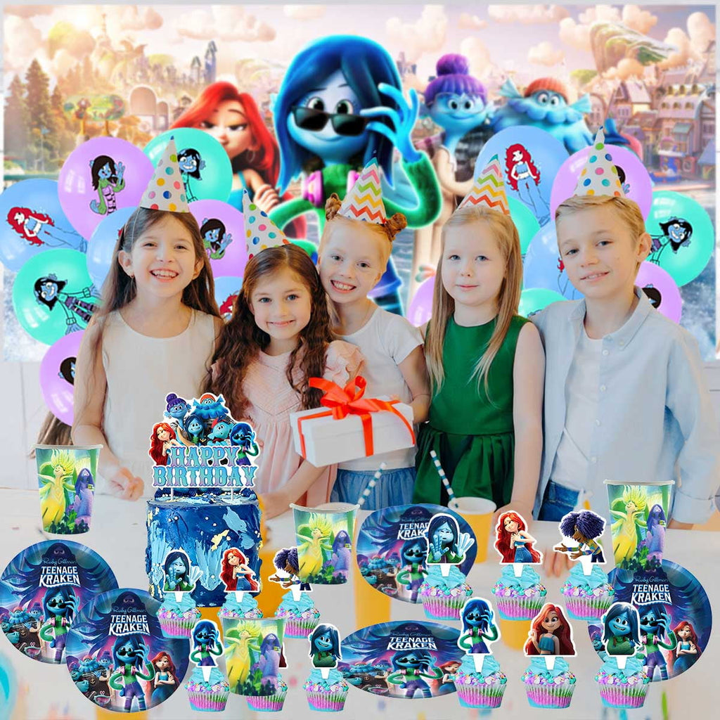 Ruby Gillman Teenage Kraken Party Supplies Balloons Tableware Birthday Decorations Plates Banner Cake Topper Backdrop