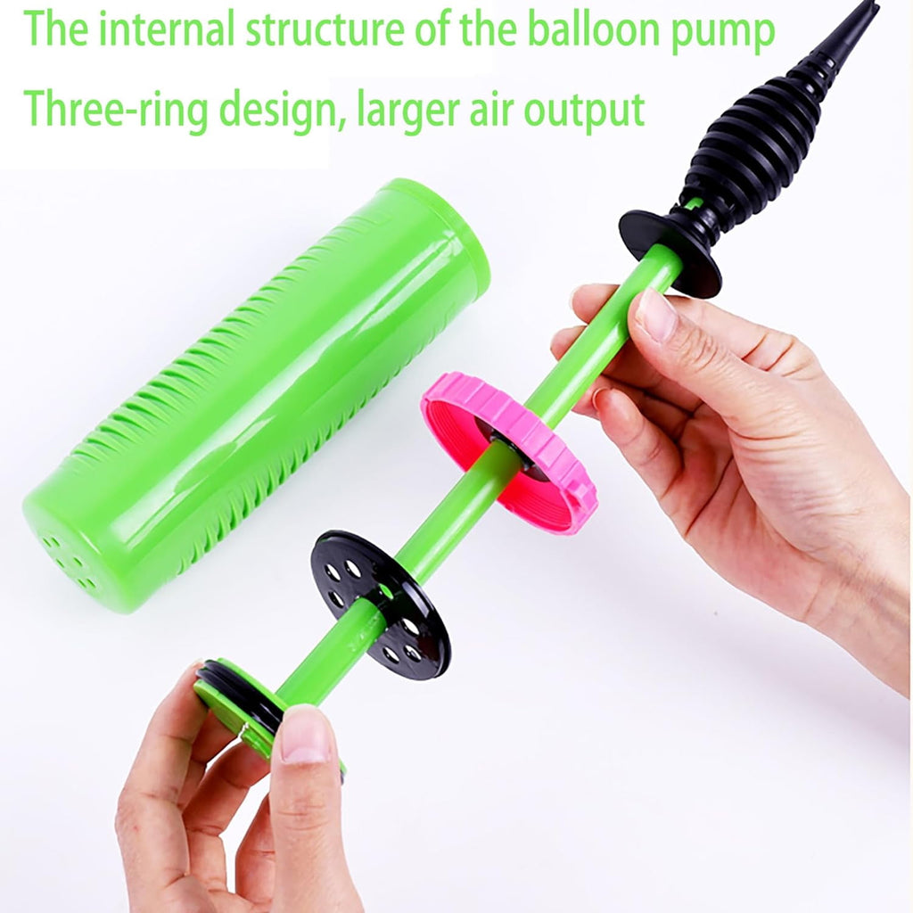 Balloon Pump Hand Two-Way Dual Action inflate 2Pack and Balloon Tying Tool in One, Handheld Air Pump Portable Manual Balloons Inflators for Party with Extra Accessories (Green)
