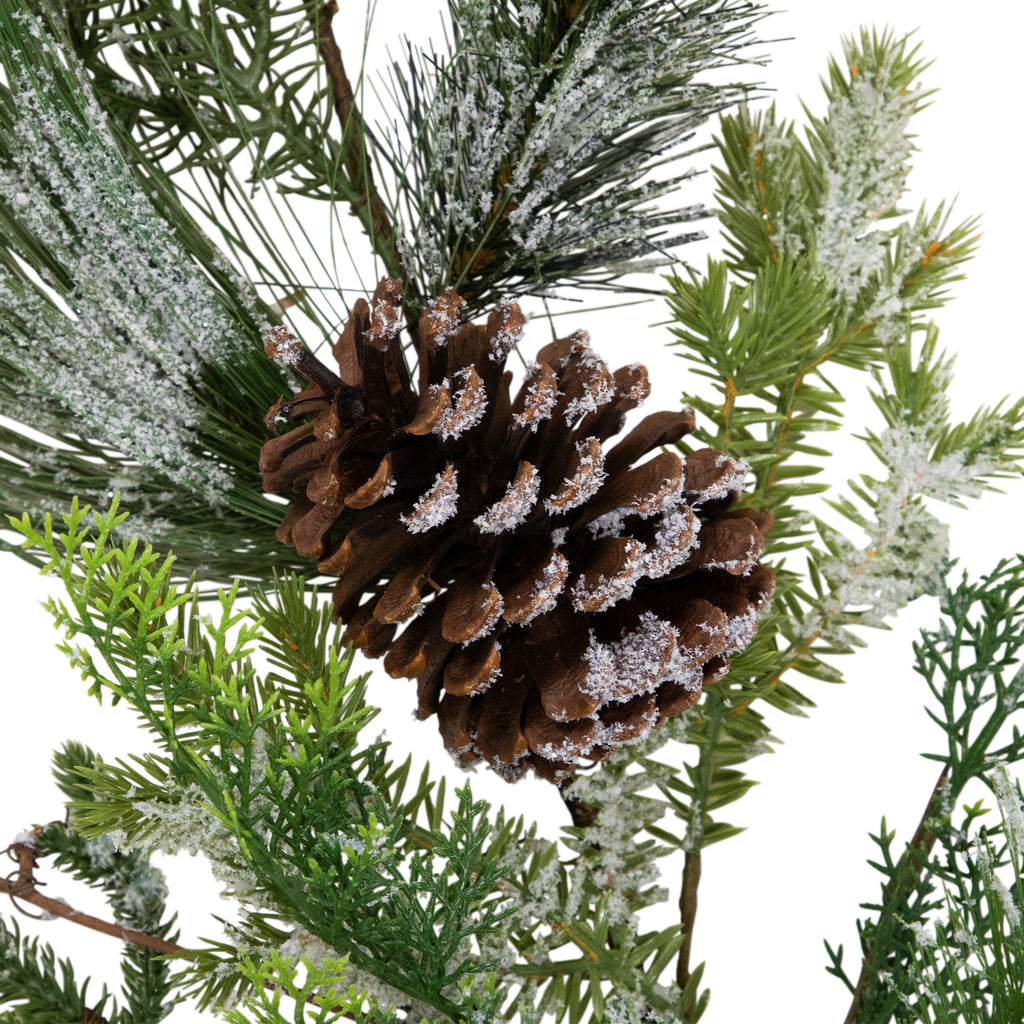 Northlight Frosted Mixed Pine and Cedar with Pinecones Artificial Christmas Garland - 5' x 10" -