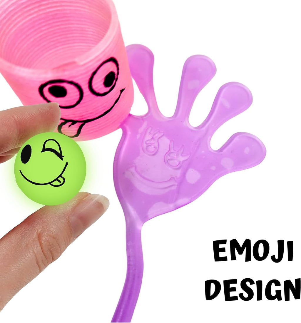 4E’s Novelty 108 pcs Glow in the Dark Toys - Bouncy Balls, Sticky Hands & Springs