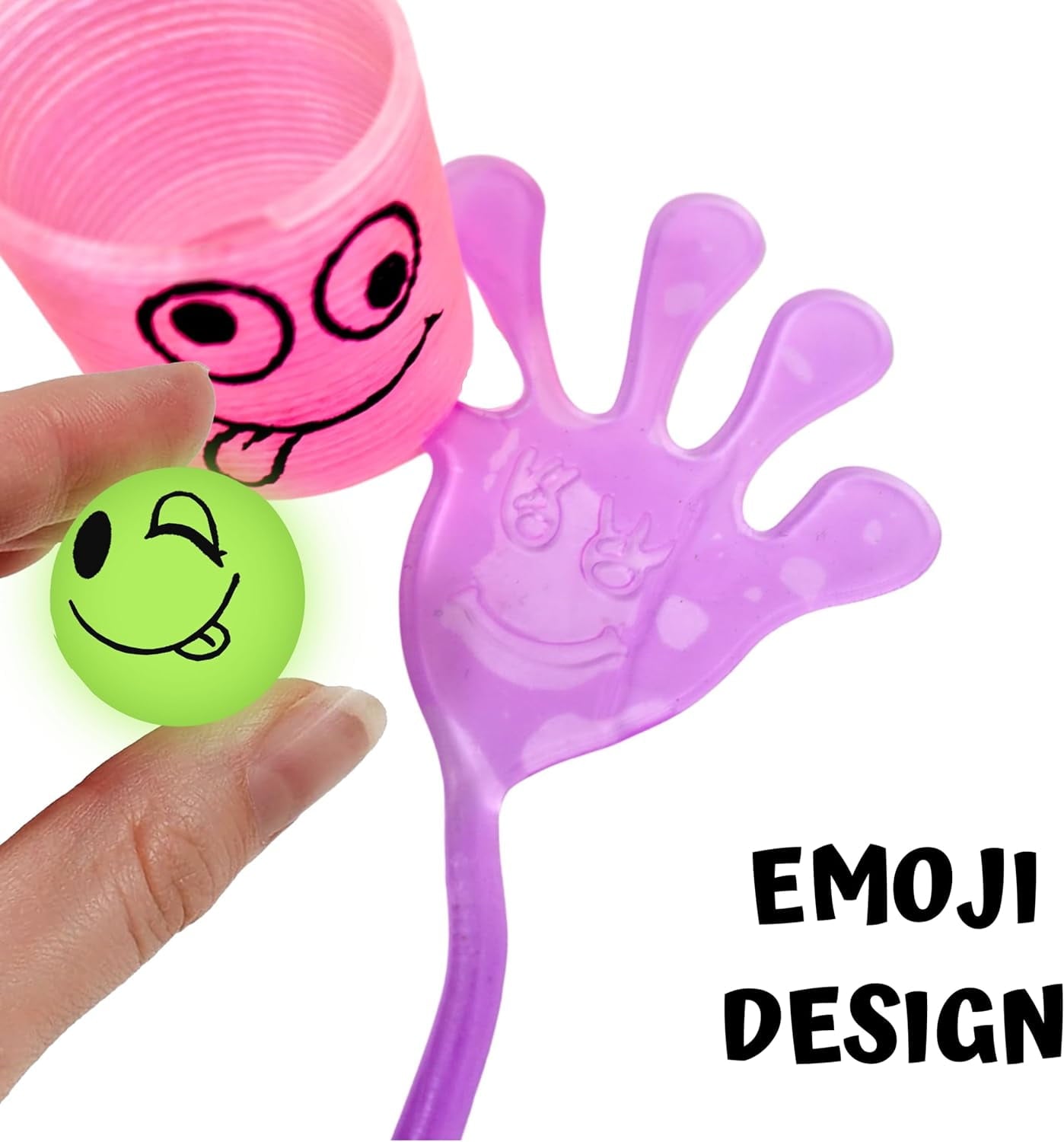 4E’s Novelty 108 pcs Glow in the Dark Toys - Bouncy Balls, Sticky Hands & Springs