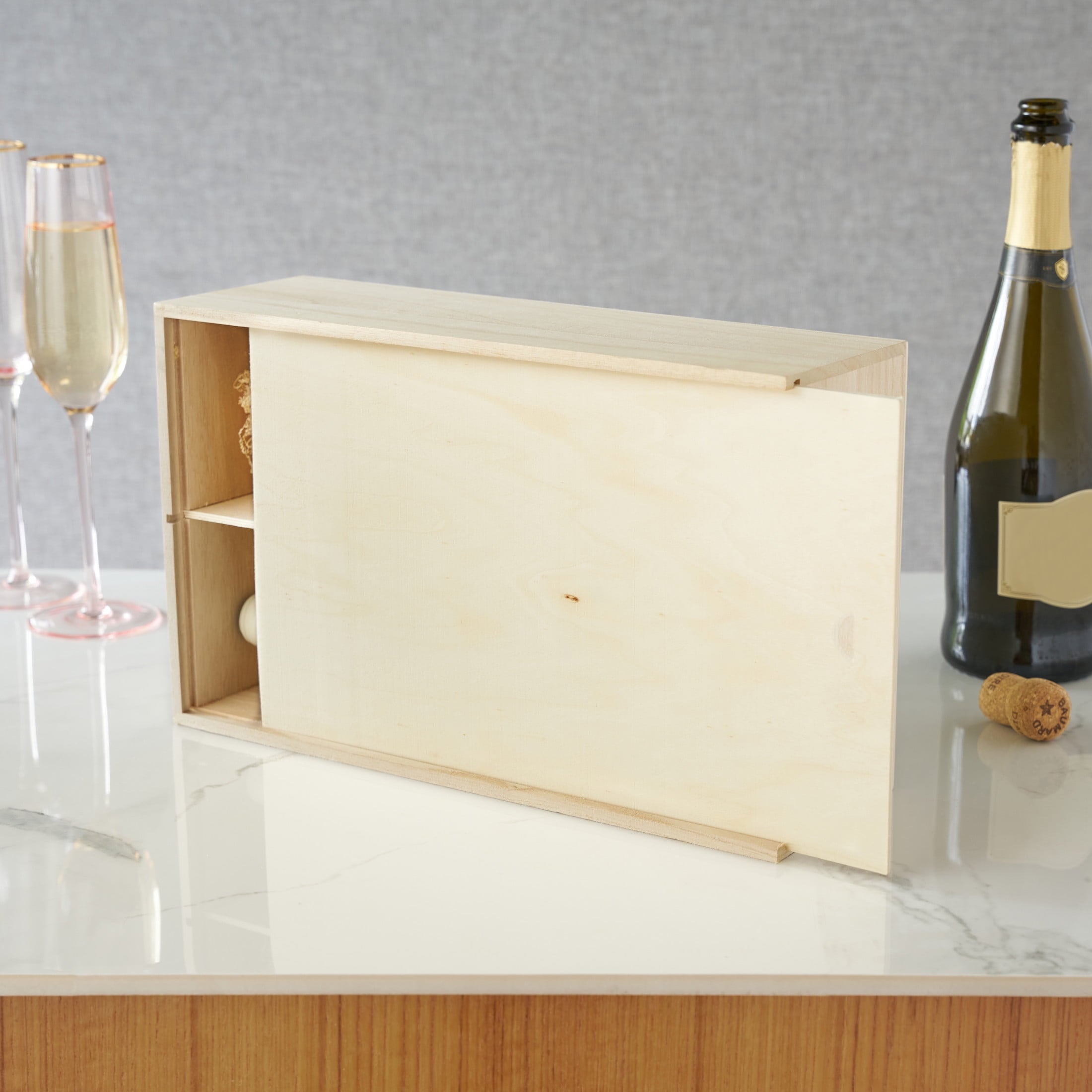 Twine Wooden Wine Box, 2-Bottle Wine Gift Box Paulownia Wood, Wedding Gifts