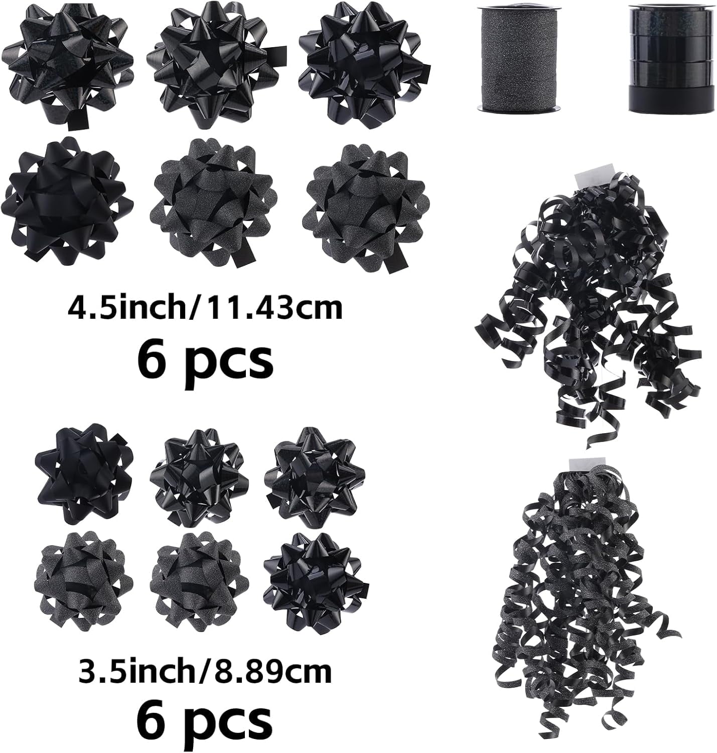 Fuliko 16 Pieces Bows, Bows for and Presents, 2 Crimped Curling Ribbons, 2 Curly Bows, Christmas Bows, for Parties, Birthdays, Weddings. (,