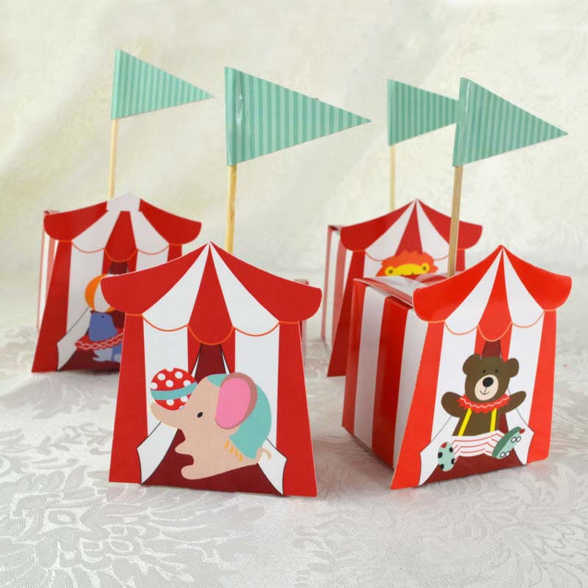 WORGEOUS 60 pcs Circus Animal Candy Box Cartoon Kids Birthday Party Baby Shower Gift Boxes Favor Box Treat Box (Lion)