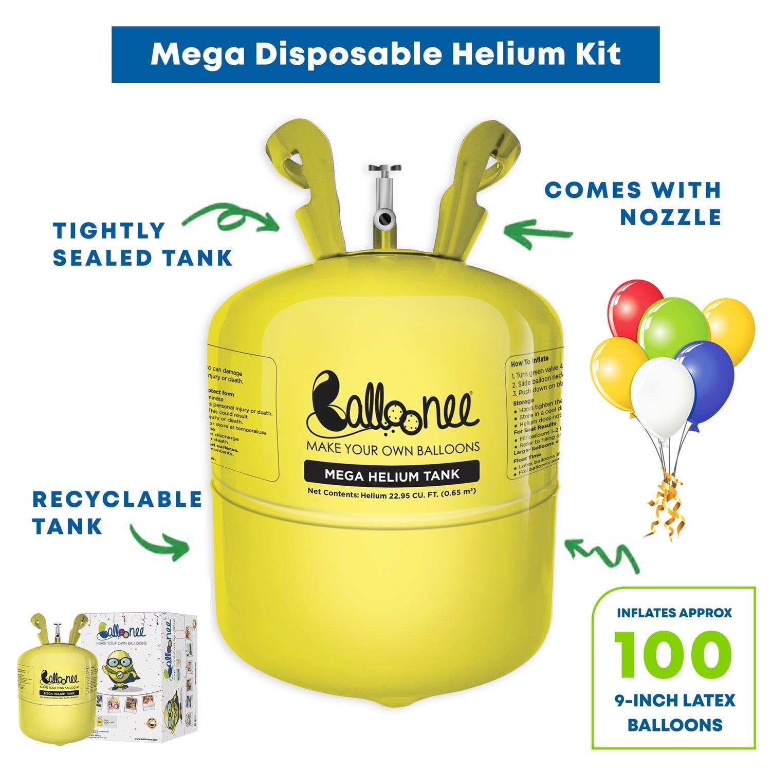 Balloonee Mega Disposable Helium Party Kit