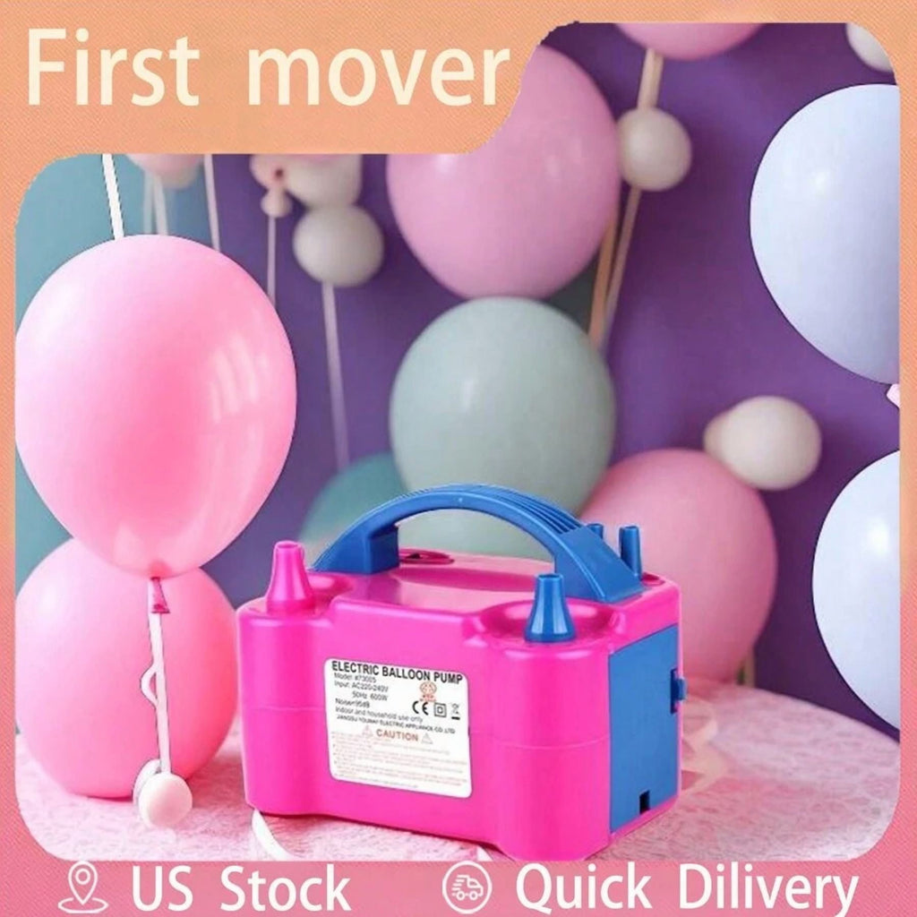1pc Portable Electric Balloon Pump With Dual Nozzles, Electric Balloon Inflator, Air Blower, Ideal For Party Decorations, Gatherings And Time-Saving