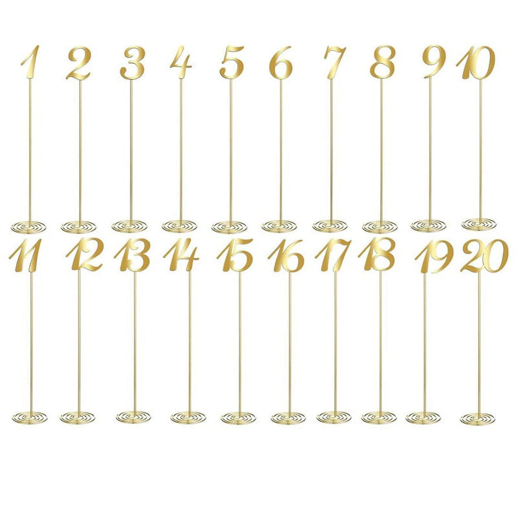 20 Pcs Metal Table Numbers 1-20 Table Numbers for Wedding Reception 12 Inch Party Table Number with Sturdy Holder Base