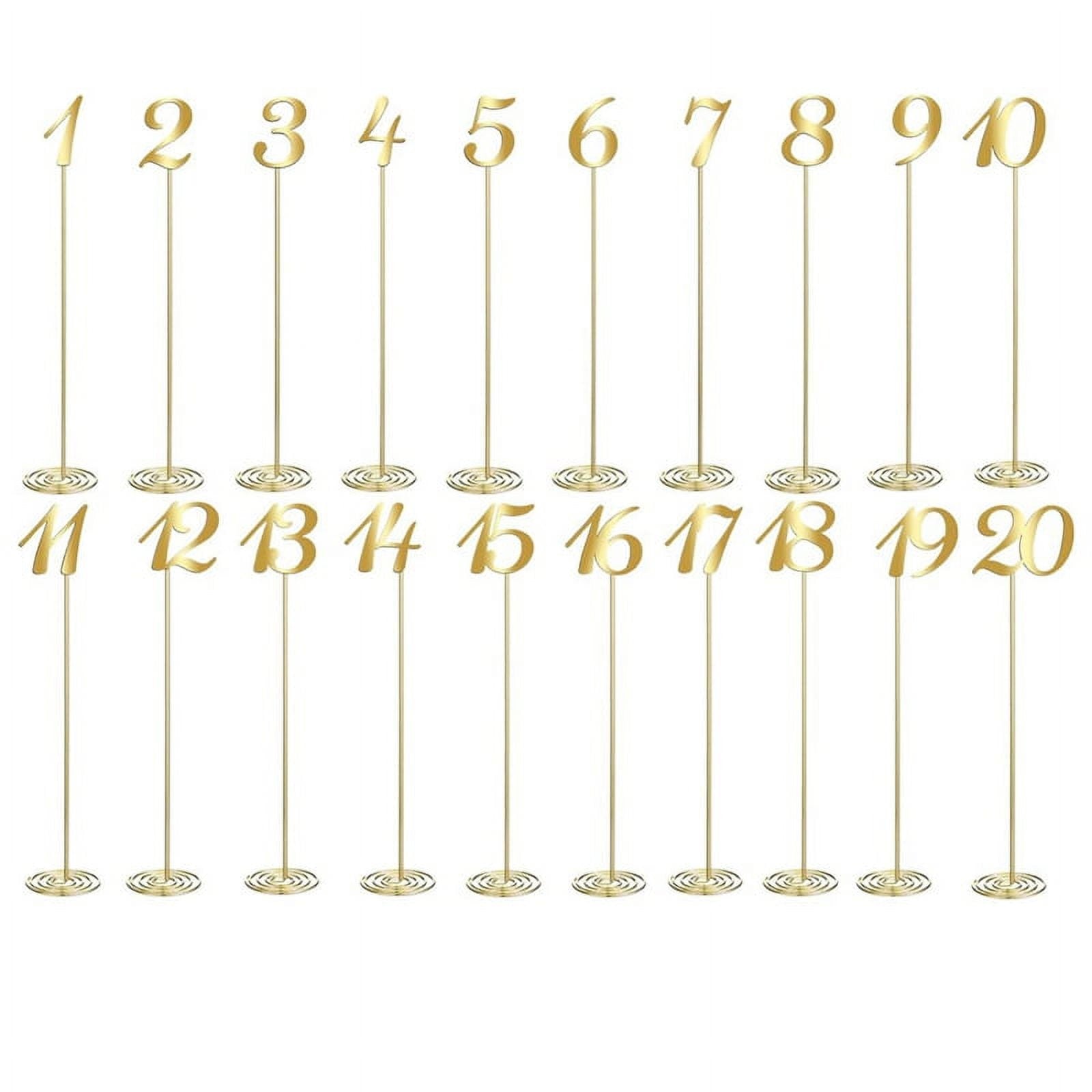 20 Pcs Metal Table Numbers 1-20 Table Numbers for Wedding Reception 12 Inch Party Table Number with Sturdy Holder Base