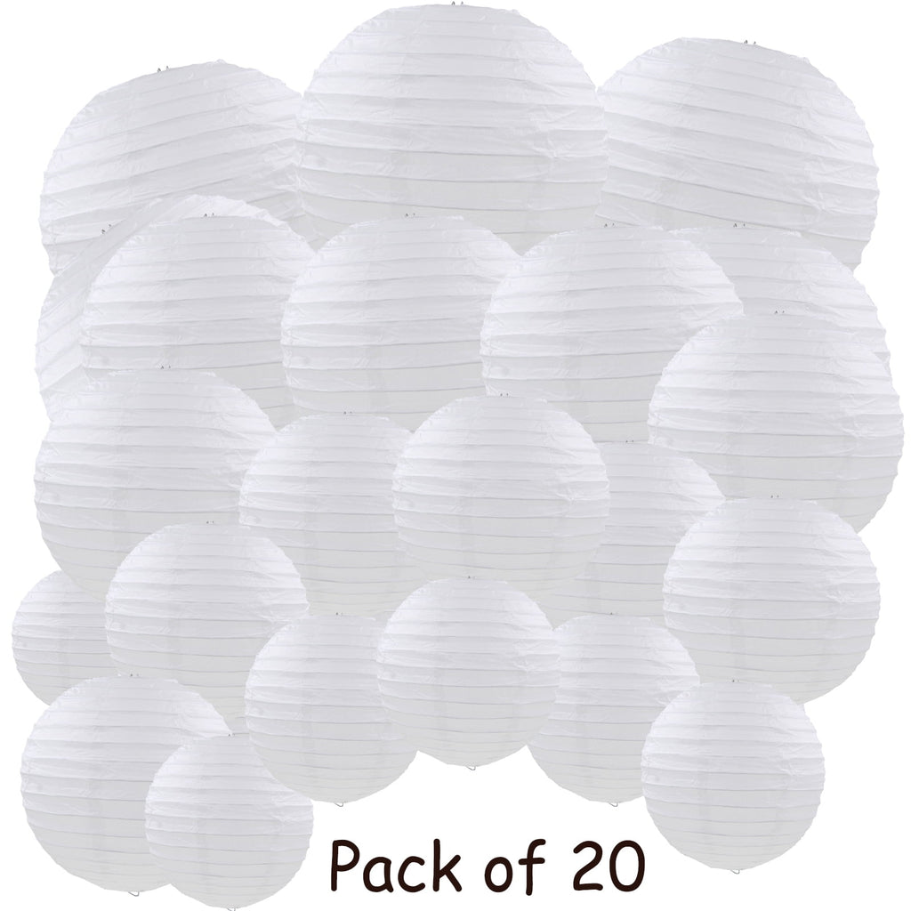 20 Pcs White Paper Lanterns Decorative Hanging Round Paper Lanterns Lamp For Anniversary Wedding Birthday Baby Shower Party Decoration Home Decor - No Lights
