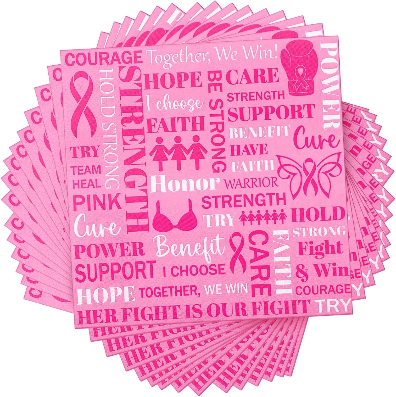 200 Pcs Breast Cancer Awareness Paper Napkin 3ply Pink Ribbon Cocktail Napkins Disposable Pink Ribbon Tissue Tableware Decorations Breast Cancer Awareness Accessories for Survivor Campaign Gift