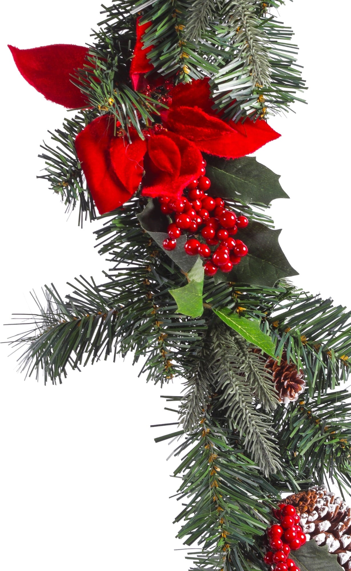 Alta Innova G48 MFMG6746X6X 6 ft. Pine Garland Poinsettia, Berries, Snowcap Pinecones