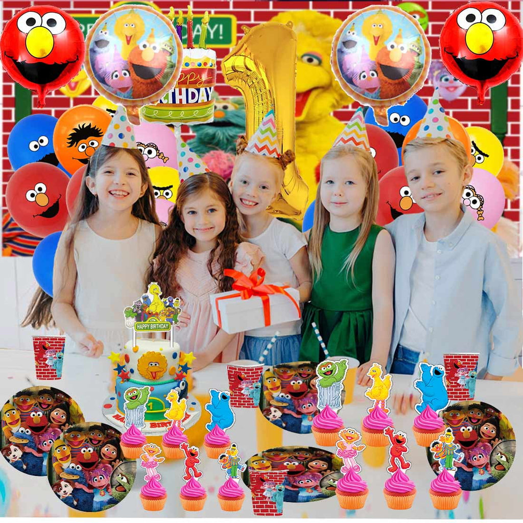 Sesame Street Balloons Party Supplies 1st Decor Tableware Birthday Cake Topper Decorations Banner Backdrop