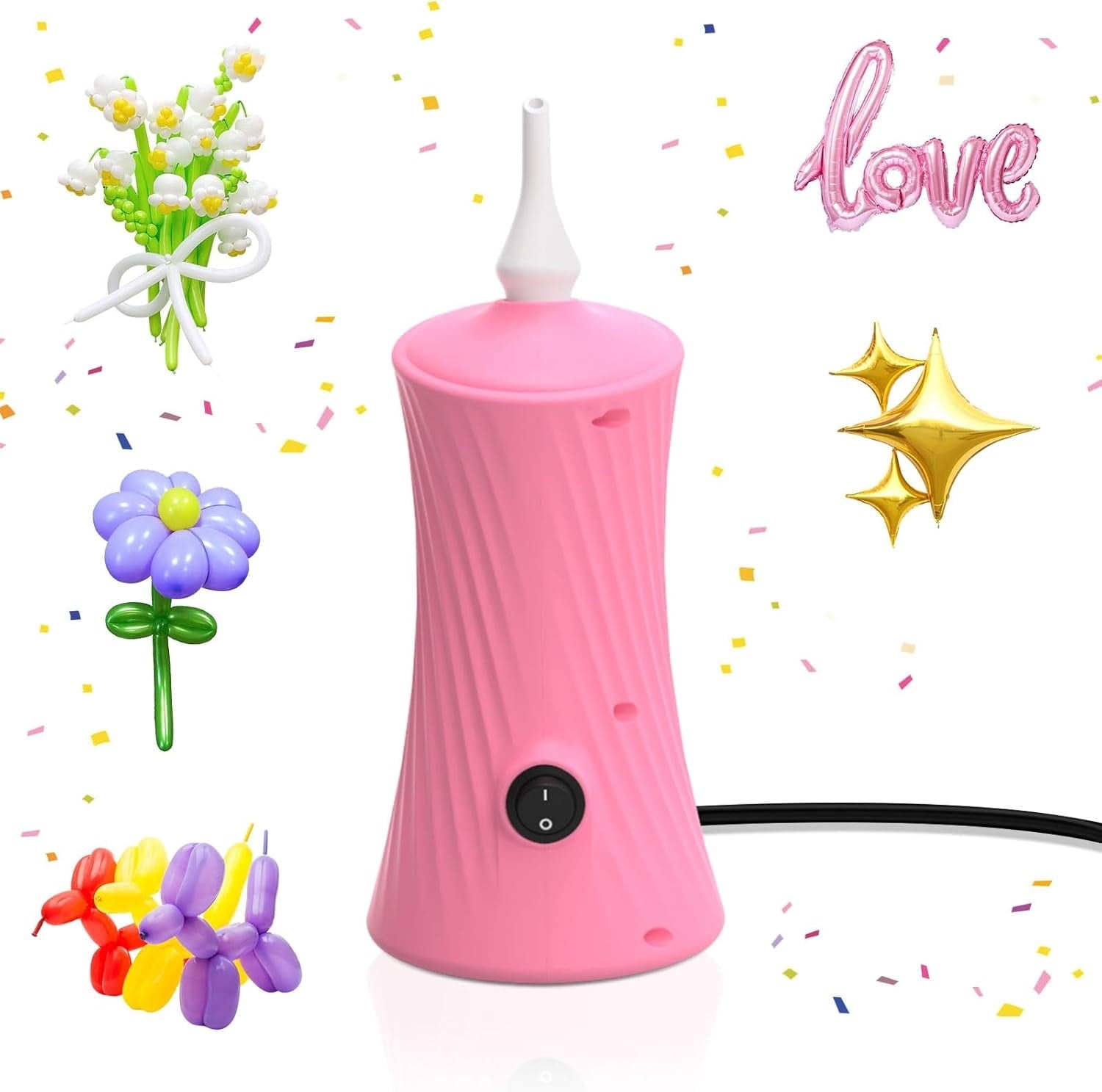 206 Balloon Pump Electric Air Pump for Long Balloon Inflator Blower for Foil Twisty Animal Balloons for Birthday Party Celebration Balloons Decorations