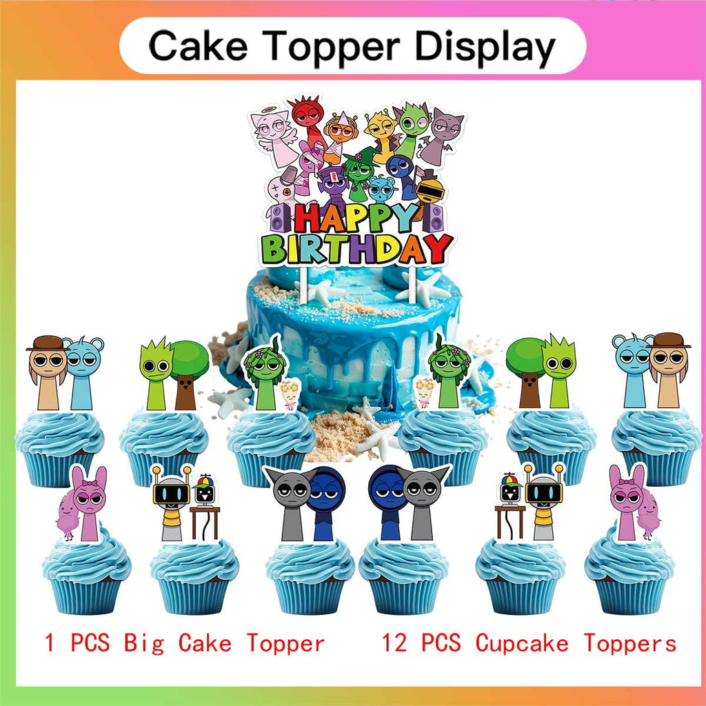 Incredibox Sprunki Birthday Party Supplies Balloons Paper Plates Decoration Cake Topper Decor Tableware Banner Backdrop