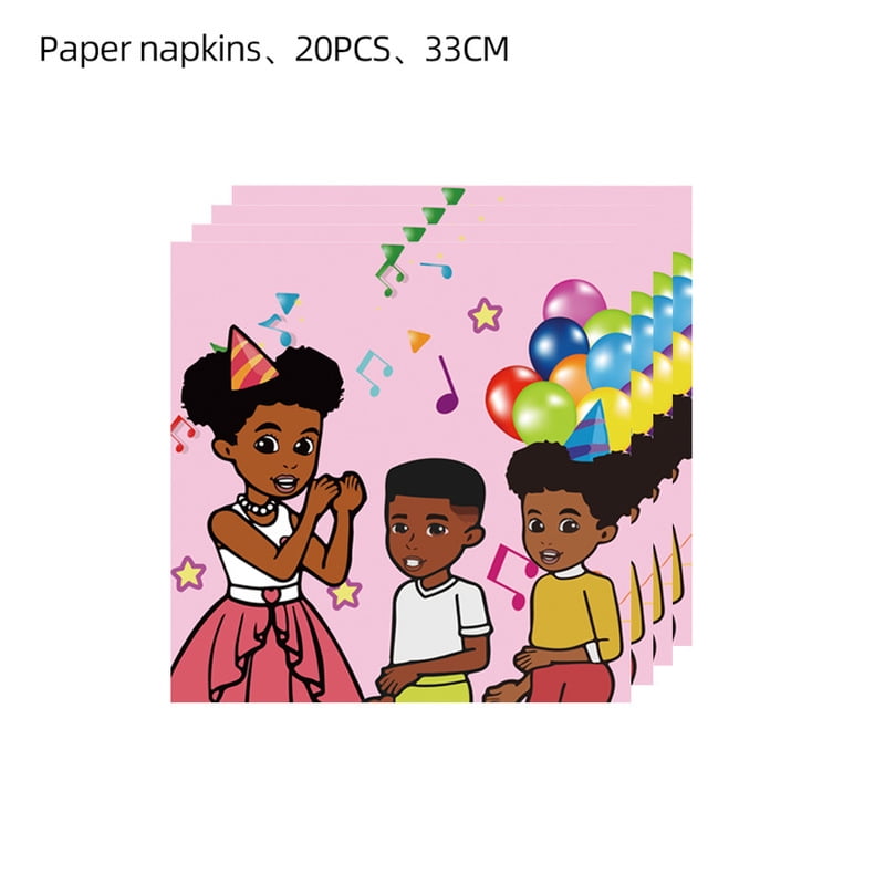 Pink Black Girl Gracies Birthday Decorations for Kids Corner Party Favors Balloons Event Supplies Disposable Tableware Gifts