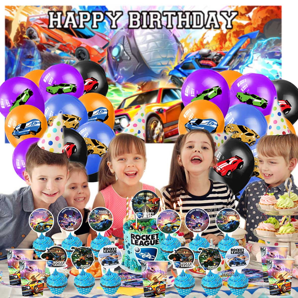Rocket League Party Supplies Birthday Balloons Plates Decoration Cake Topper Decor Tableware Banner Backdrop