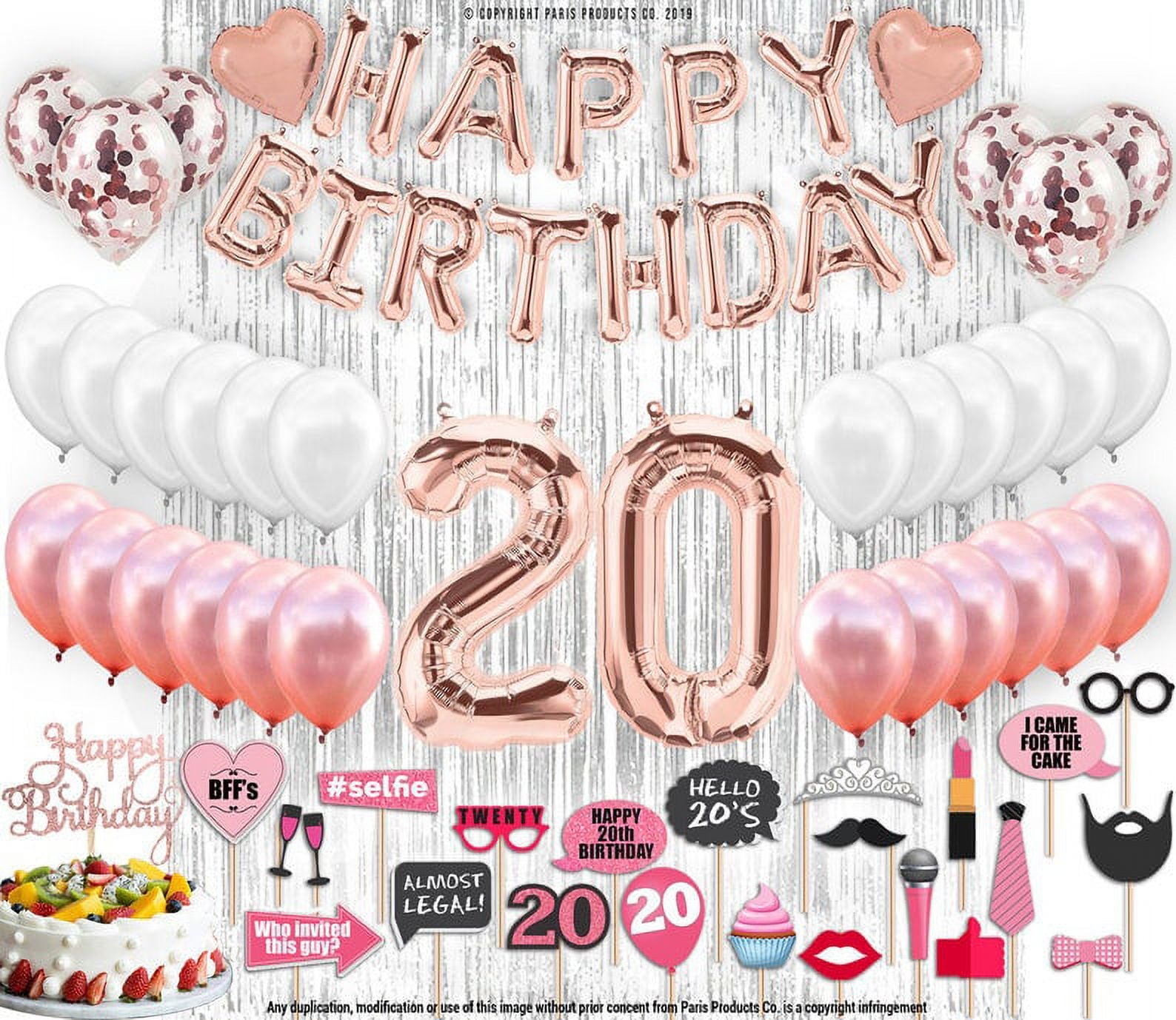 4th Birthday Decorations Party Supplies, Rose Gold 4Number Balloons 4th Foil Mylar Balloons Latex Balloon Decoration 4th Birthday Gifts