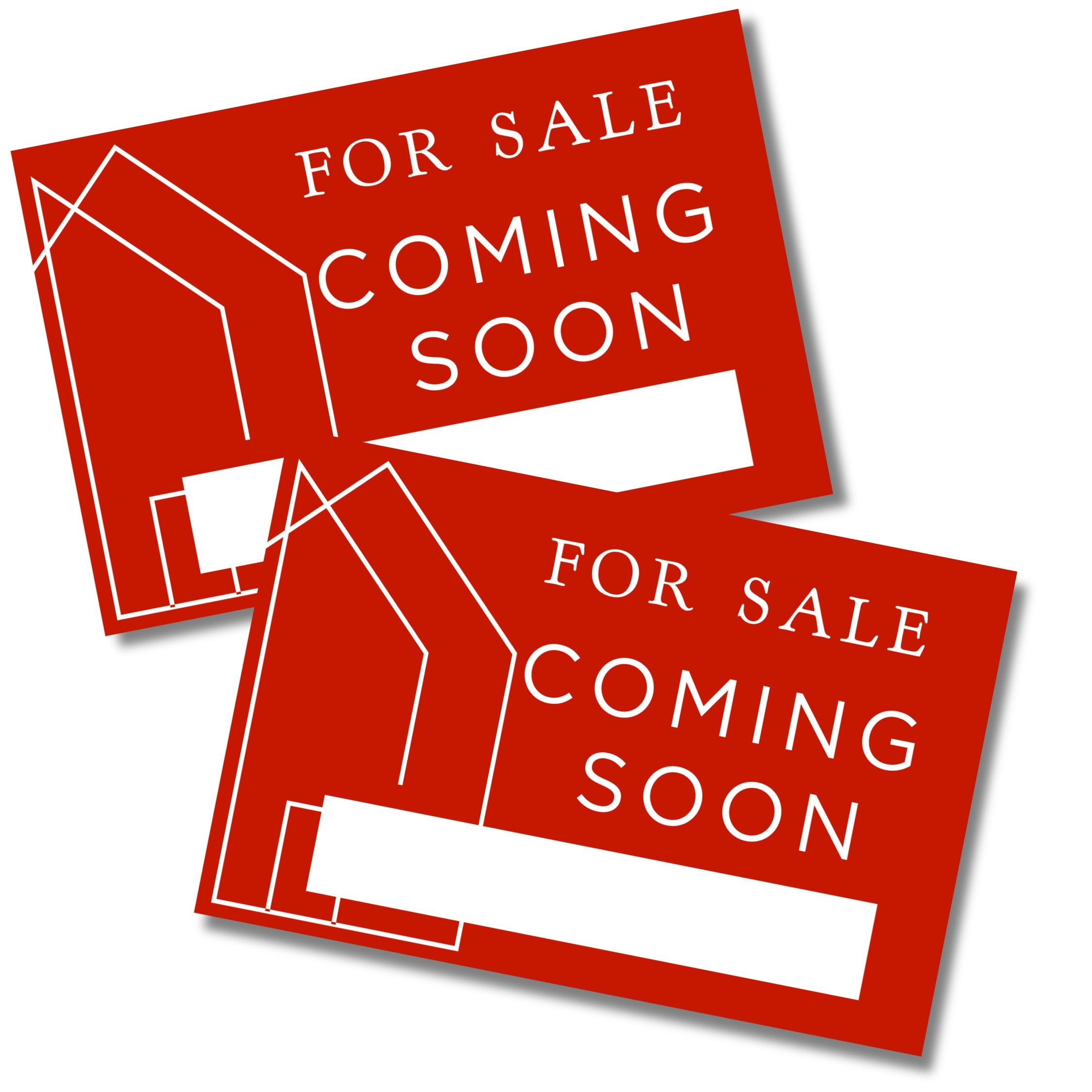 Coming Soon Real Estate Sign for Home  12 x 18 Yard Sign with H Frame Stake Home Double Sided Open House Realtor For Sale by Owner Classy Red White Minimalist Modern