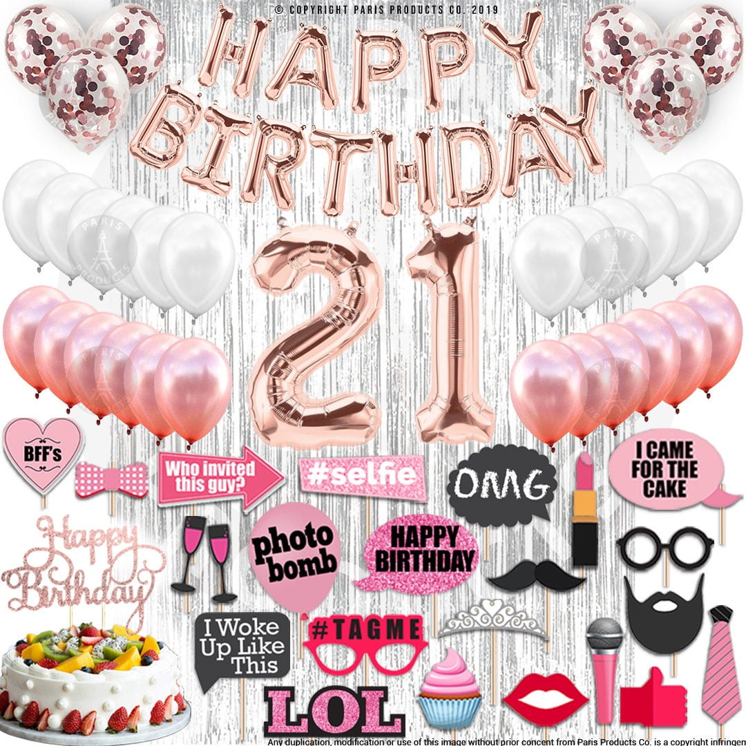 4th Birthday Decorations Party Supplies, Rose Gold 4Number Balloons 4th Foil Mylar Balloons Latex Balloon Decoration 4th Birthday Gifts