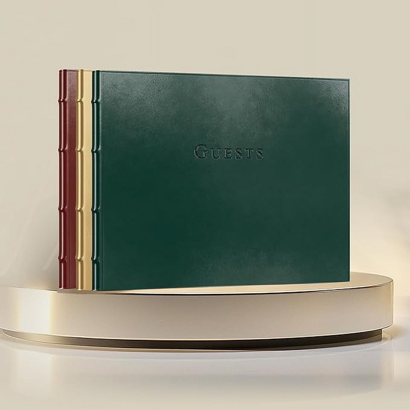 Gallery Leather Guest Book Wedding, Guestbook for Vacation Home, Baby Shower, Party, Special Events, add Polaroid Photos, 192 Lined Pages, Bonded Leather, Hardcover - Acadia Green