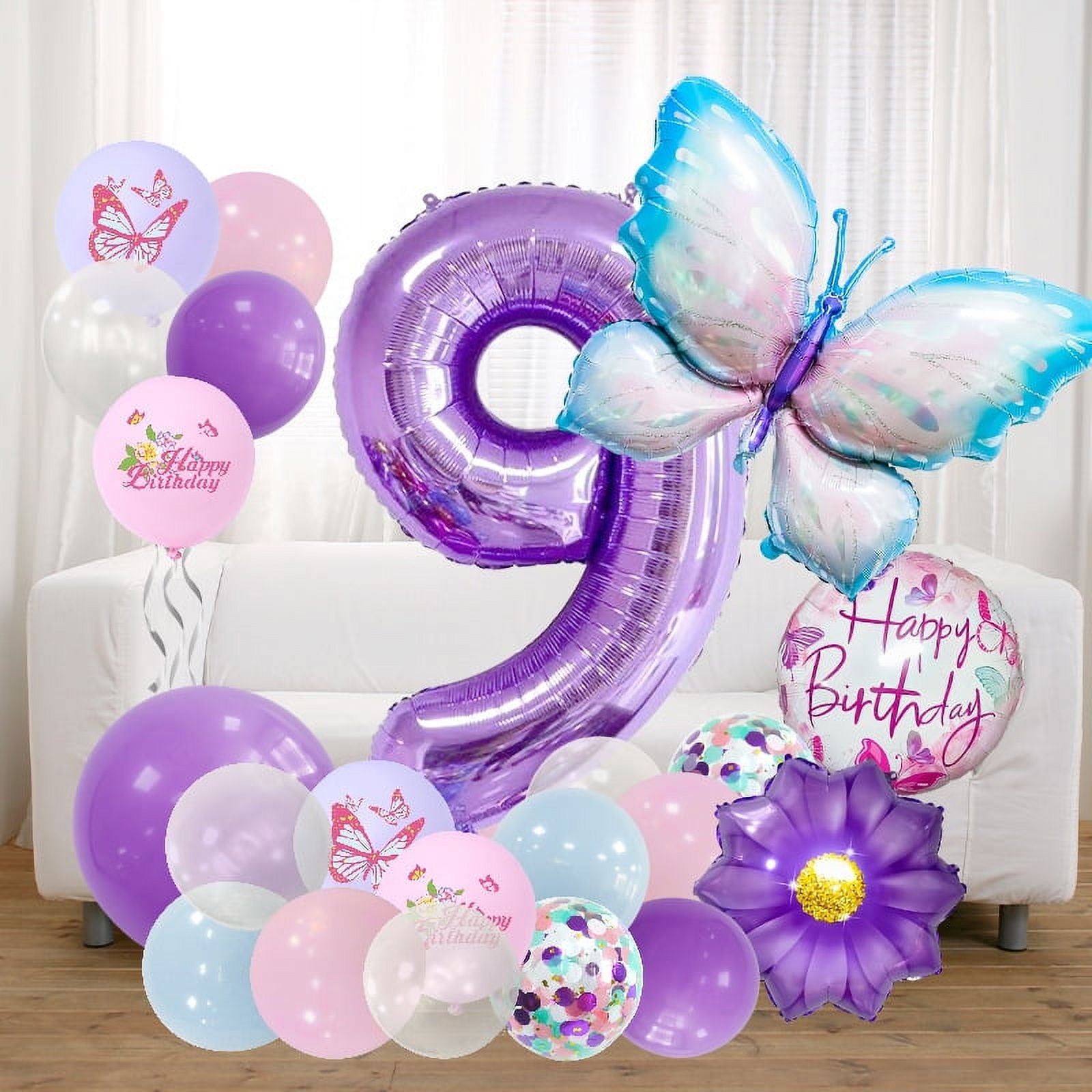 Purple Butterfly Number Balloon Set 1 2 3 4 5 6 7 8 9 Purple Number Children Birthday Party Decorative Balloons Wholesale (6)