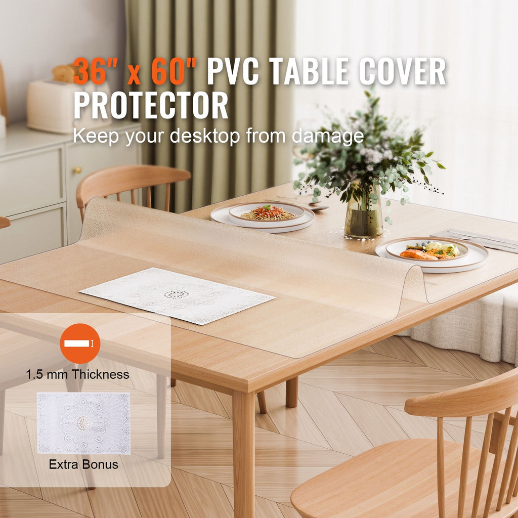KFFKFF Frosted Desk Protector, 36x60 in, 1.5mm Thick, Rectangle, PVC, Water-Resistant & Simple to Clean, Ideal for Office, Dining, or Nightstand