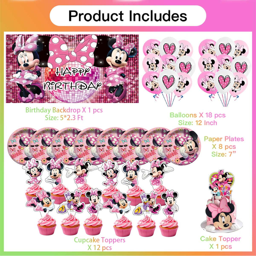 Mouse Birthday Party Supplies Balloons Plates Decoration Cake Topper Decor Tableware Banner Backdrop