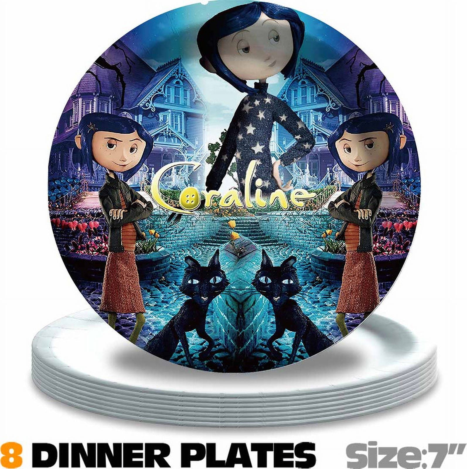 Coraline Birthday Party Supplies Balloons Plates Decoration Cake Topper Decor Tableware Banner Backdrop