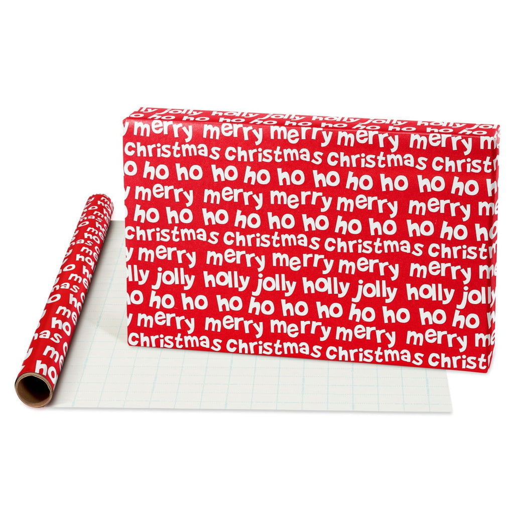 American Greetings 120 sq. ft. Christmas Wrapping Paper Set, Santa, Snowmen, Stripes and Christmas Text (4 Rolls 30 in. x 8 ft., 7 Bows, 30 Gift Tags)