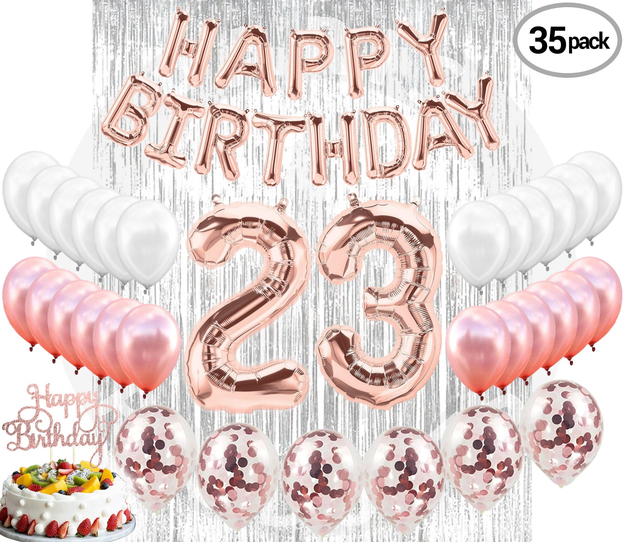 4th Birthday Decorations Party Supplies, Rose Gold 4Number Balloons 4th Foil Mylar Balloons Latex Balloon Decoration 4th Birthday Gifts