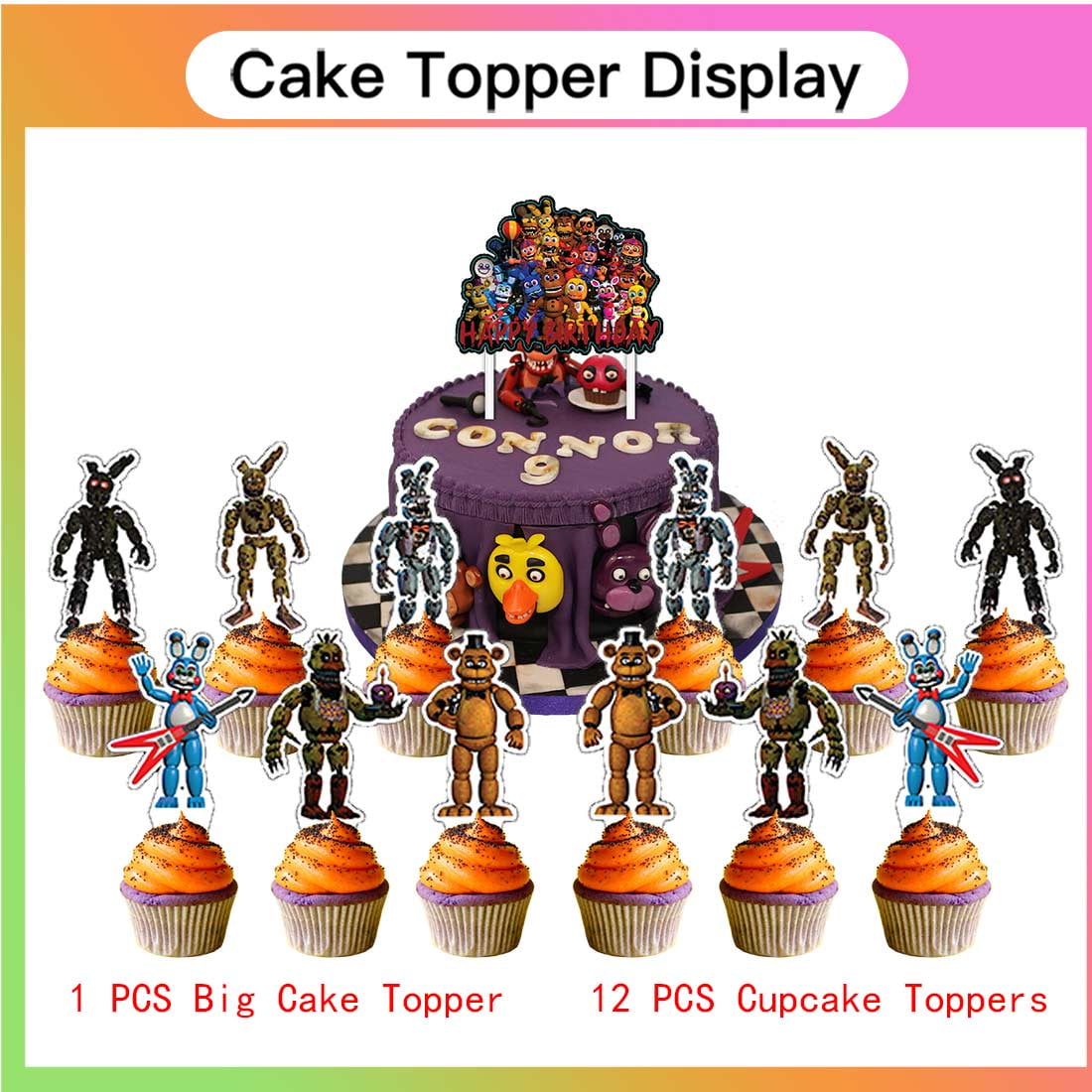 Five Nights at Freddy Party Supplies Decor Tableware Backdrop Banner Cake Topper Balloons Birthday Decorations
