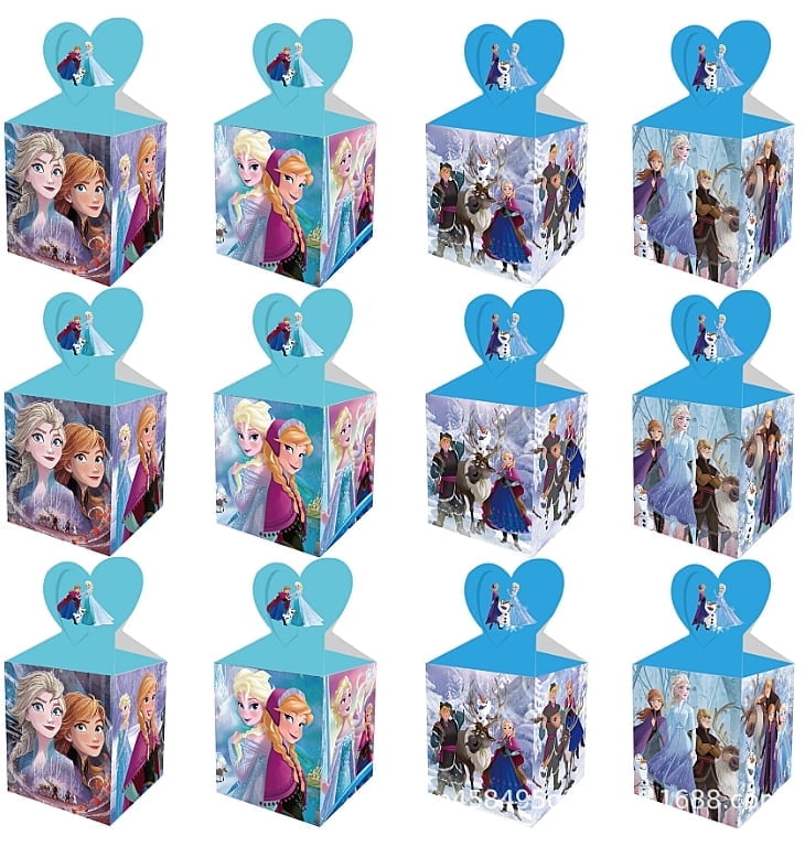24PCS Frozen Party Candy Boxes for Anime Theme Birthday Party Supplies Decor,Kids Birthday Game Party Kraft Paper Gift Bag Decoration