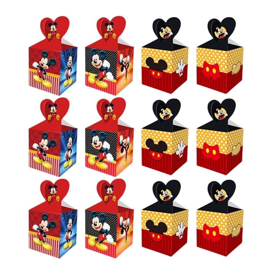 24PCS Mickey Party Candy Boxes for Anime Theme Birthday Party Supplies Decor,Kids Birthday Game Party Kraft Paper Gift Bag Decoration