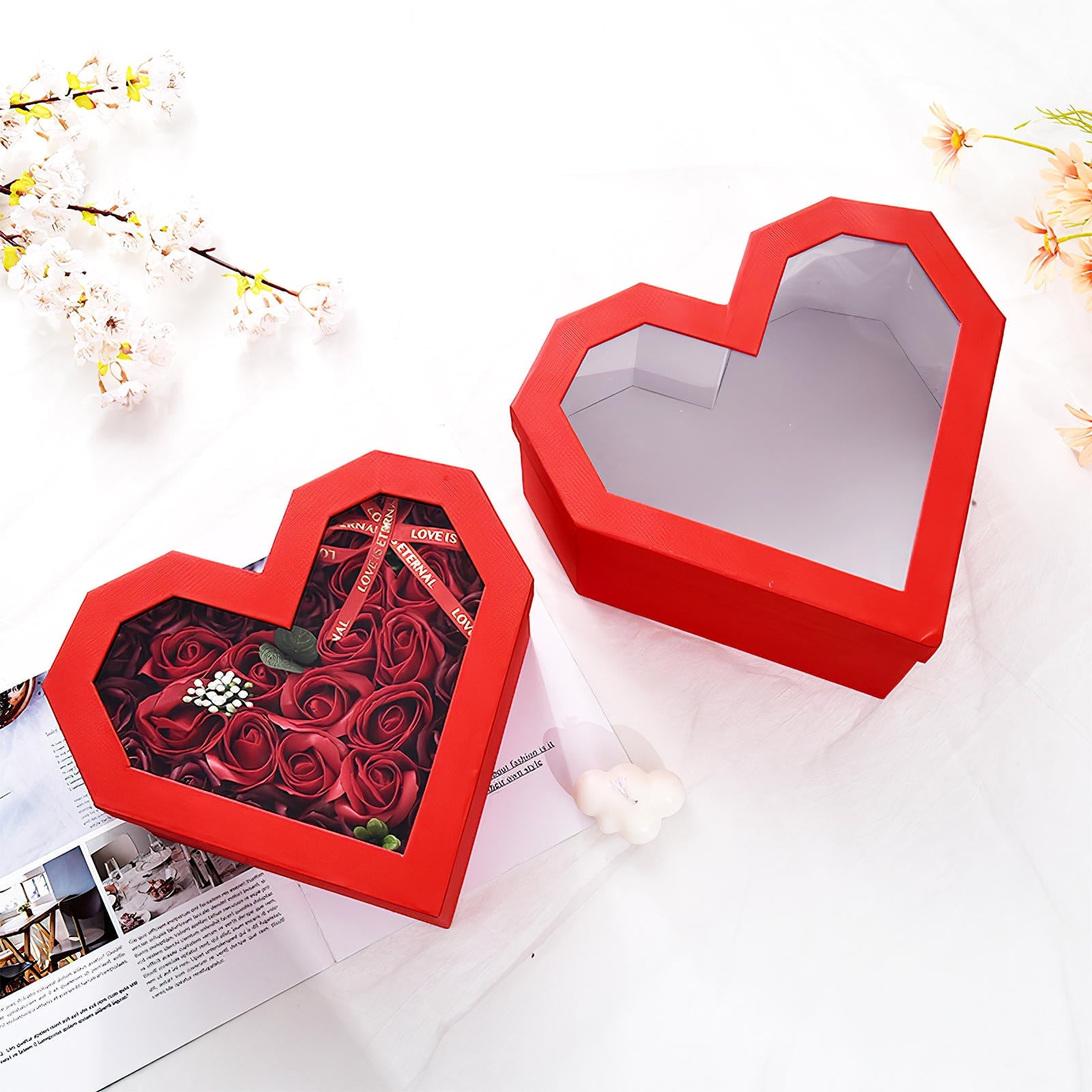 ifundom Rose Flower Heart Box Gift Case for Christmas Party and Special Celebrations