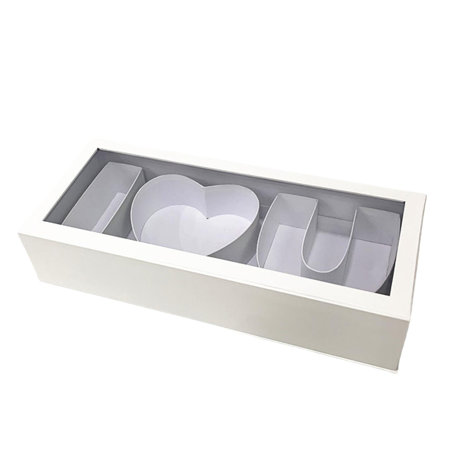 HOMYL Empty Flower Box Fillable Gift Box,i Love U Letter Shaped Gift Box Craft DIY,Cardboard,Container for Valentines's Day Parties white