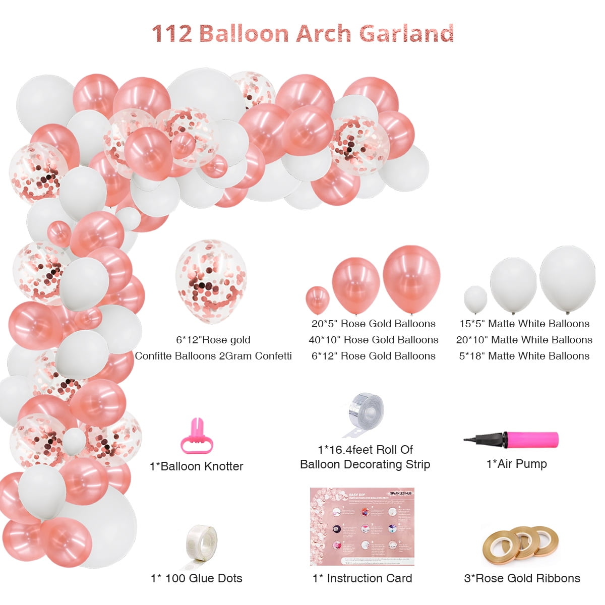 Sparkles Hub Sweet 16 Birthday Decorations with Balloon Arch Garland